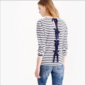 J. Crew Striped T- Shirt with Bow Embellished Back
